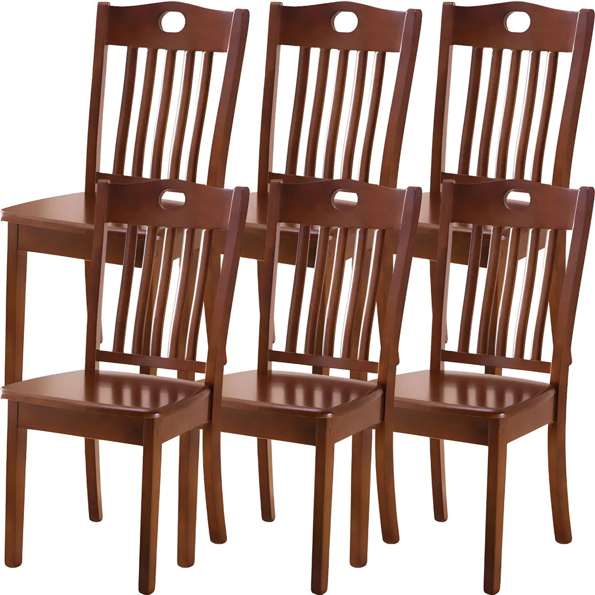 Classic Rubberwood Ladder Slat Back Dining Side Chair Image - 14