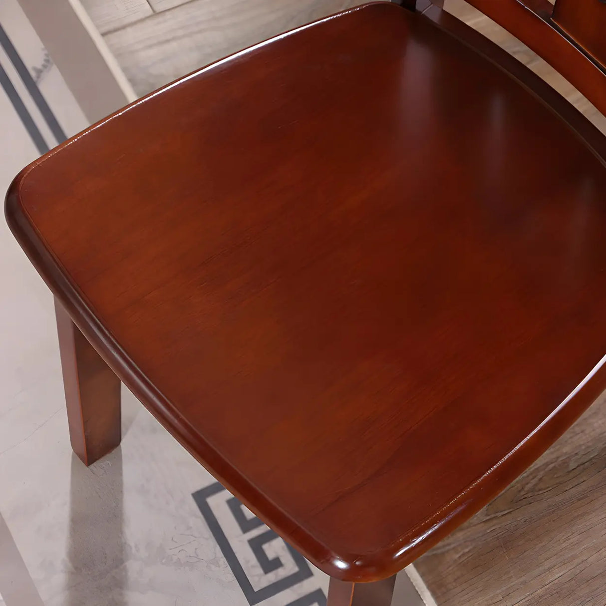 Classic Rubberwood Ladder Slat Back Dining Side Chair Image - 15