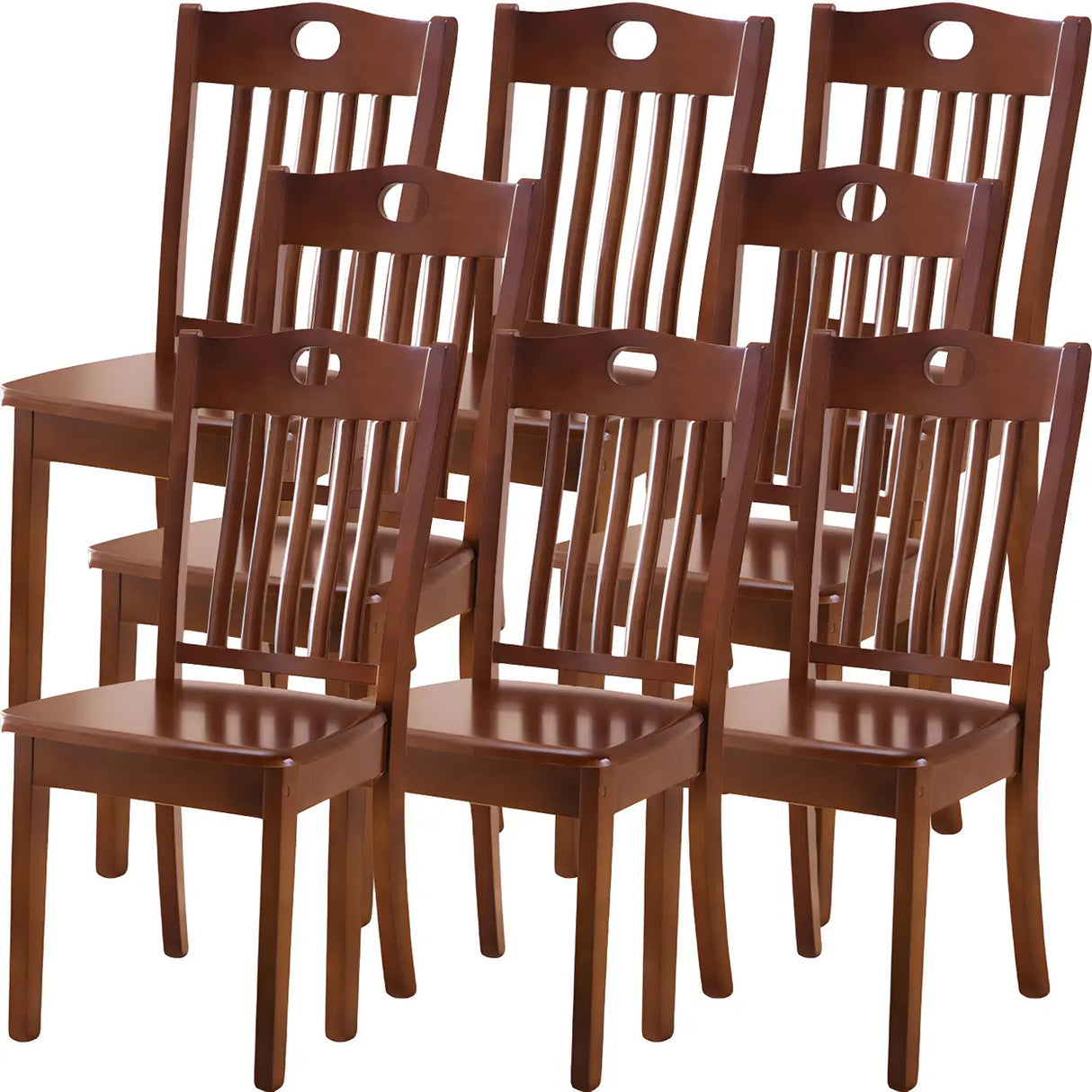 Classic Rubberwood Ladder Slat Back Dining Side Chair Image - 16