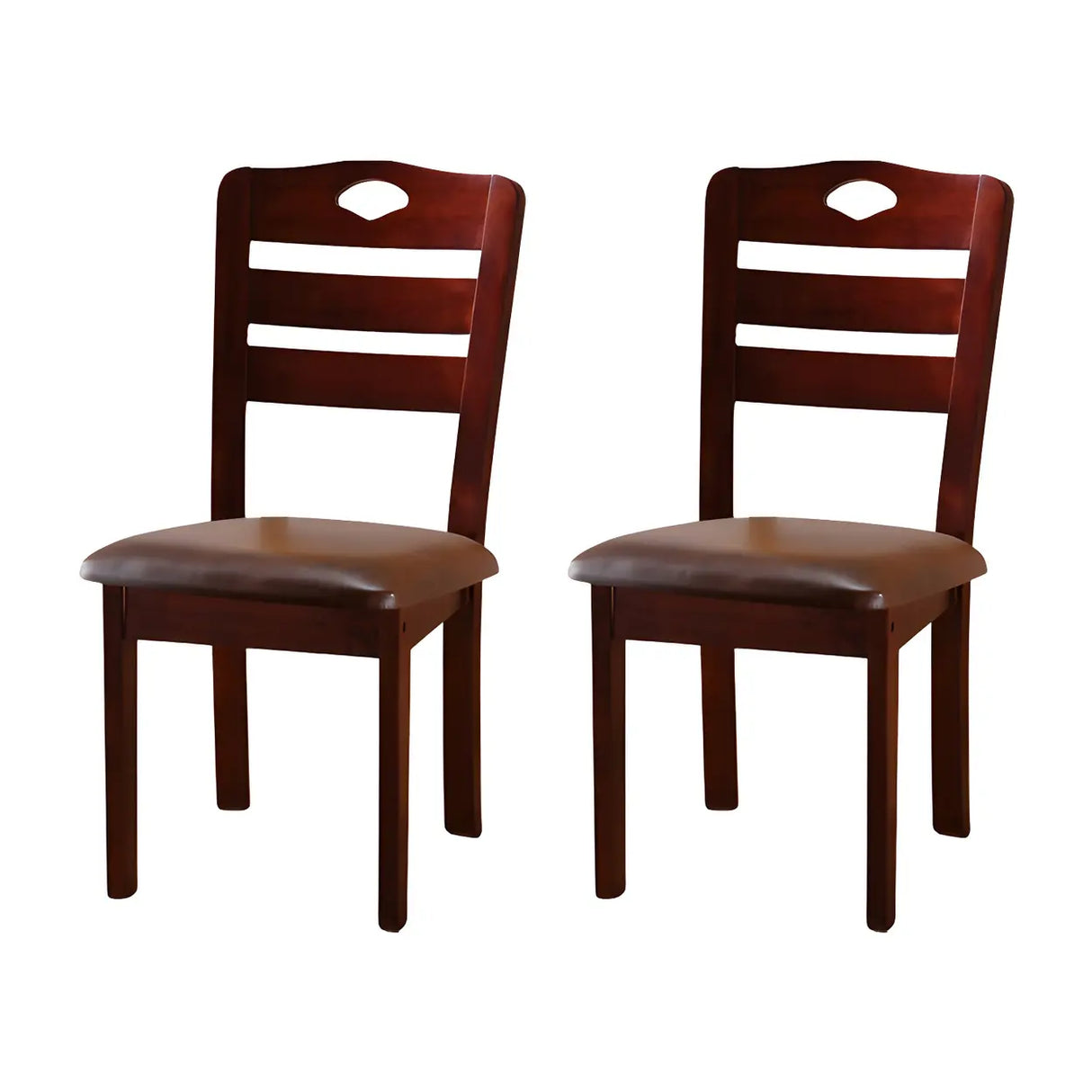 Classic Rubberwood Ladder Slat Back Dining Side Chair Image - 17