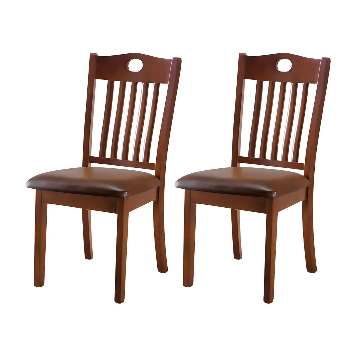Classic Rubberwood Ladder Slat Back Dining Side Chair Image - 2