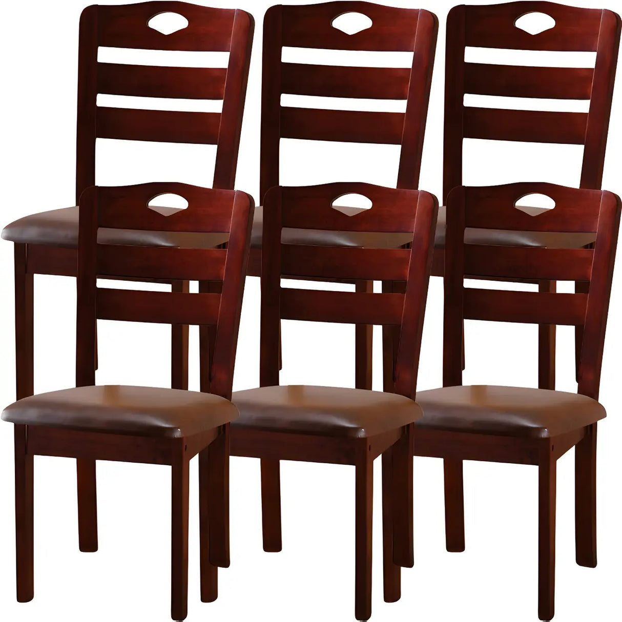 Classic Rubberwood Ladder Slat Back Dining Side Chair Image - 21