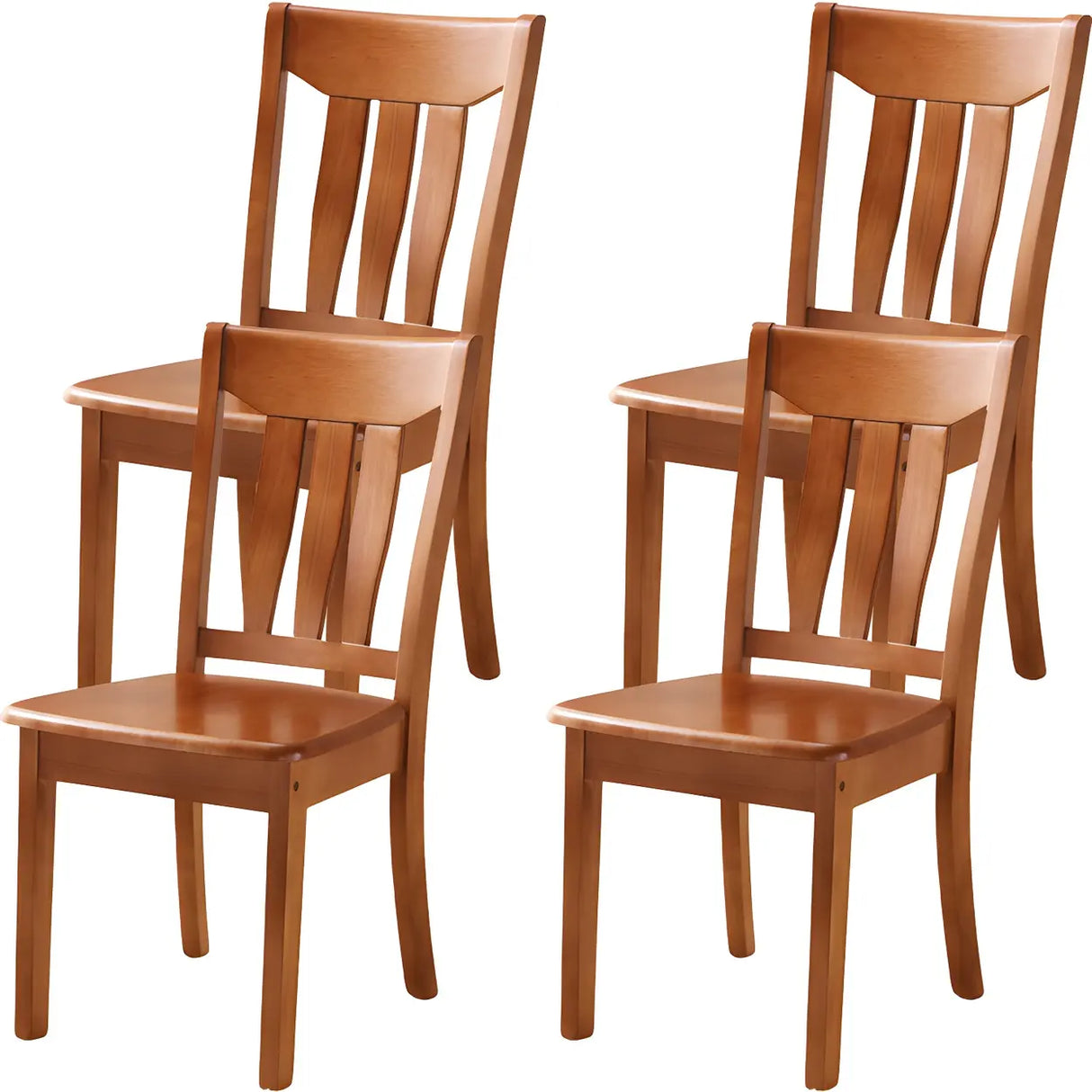 Classic Rubberwood Ladder Slat Back Dining Side Chair Image - 24