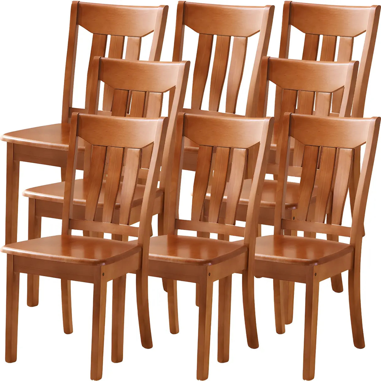Classic Rubberwood Ladder Slat Back Dining Side Chair Image - 26