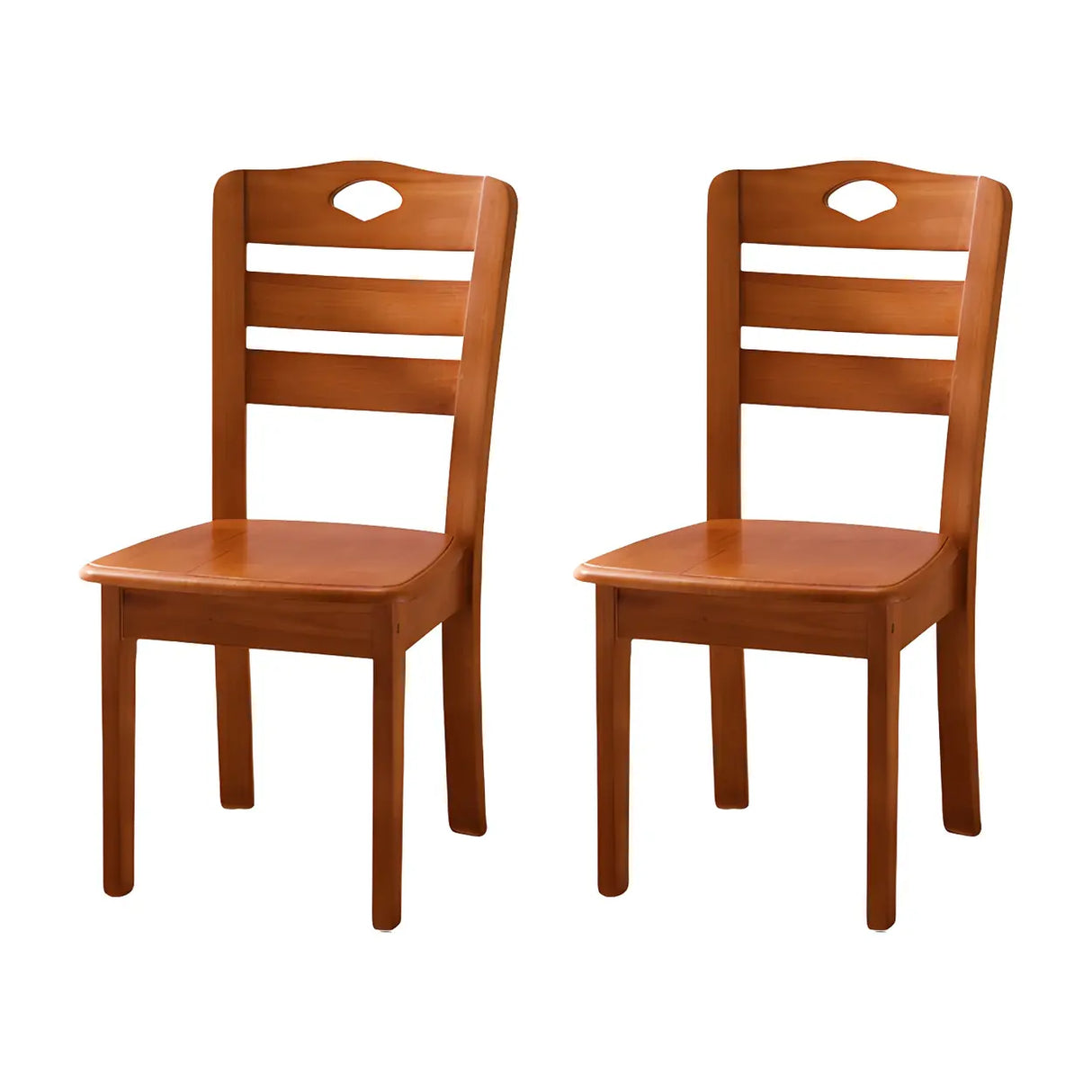 Classic Rubberwood Ladder Slat Back Dining Side Chair Image - 27