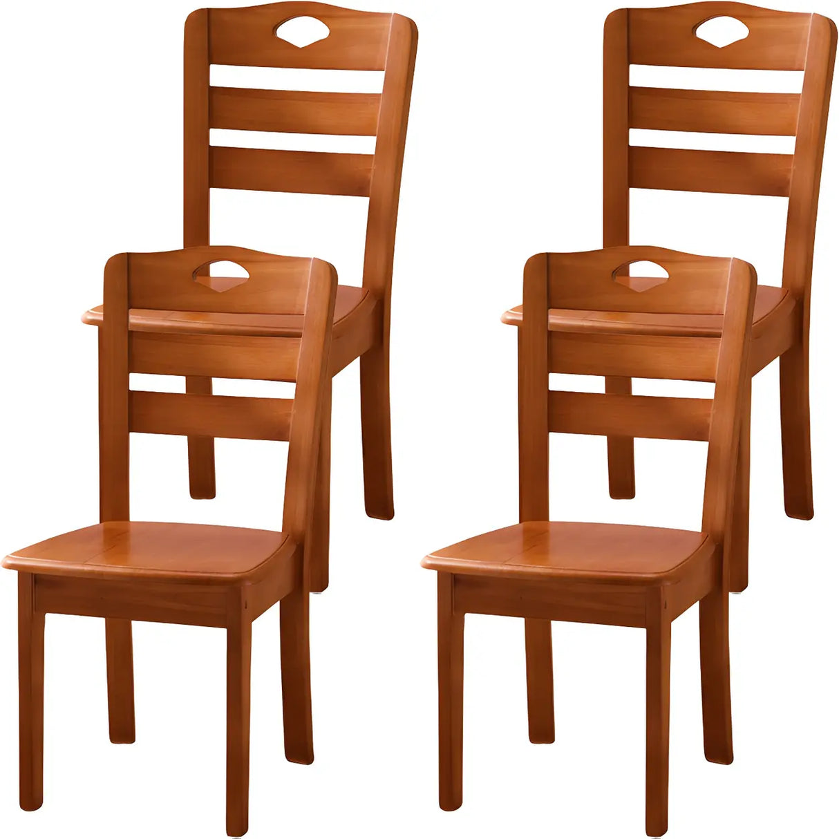 Classic Rubberwood Ladder Slat Back Dining Side Chair Image - 28