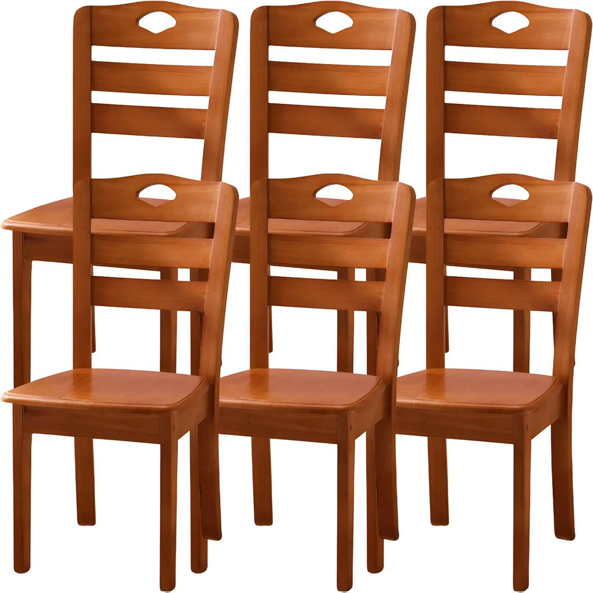 Classic Rubberwood Ladder Slat Back Dining Side Chair Image - 29