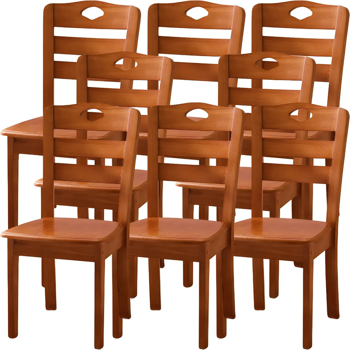 Classic Rubberwood Ladder Slat Back Dining Side Chair Image - 30