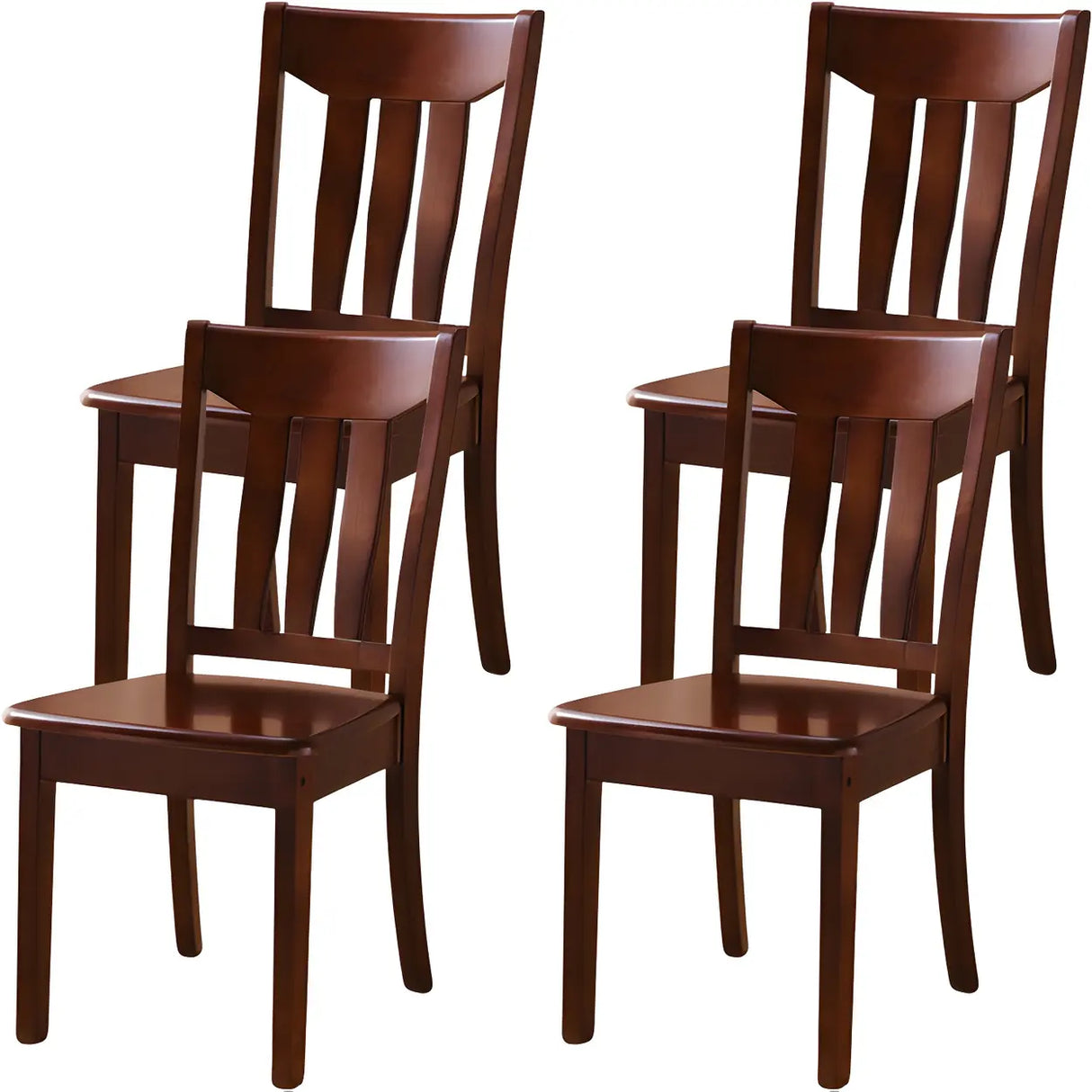 Classic Rubberwood Ladder Slat Back Dining Side Chair Image - 32