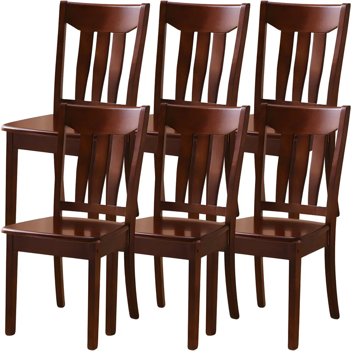 Classic Rubberwood Ladder Slat Back Dining Side Chair Image - 33