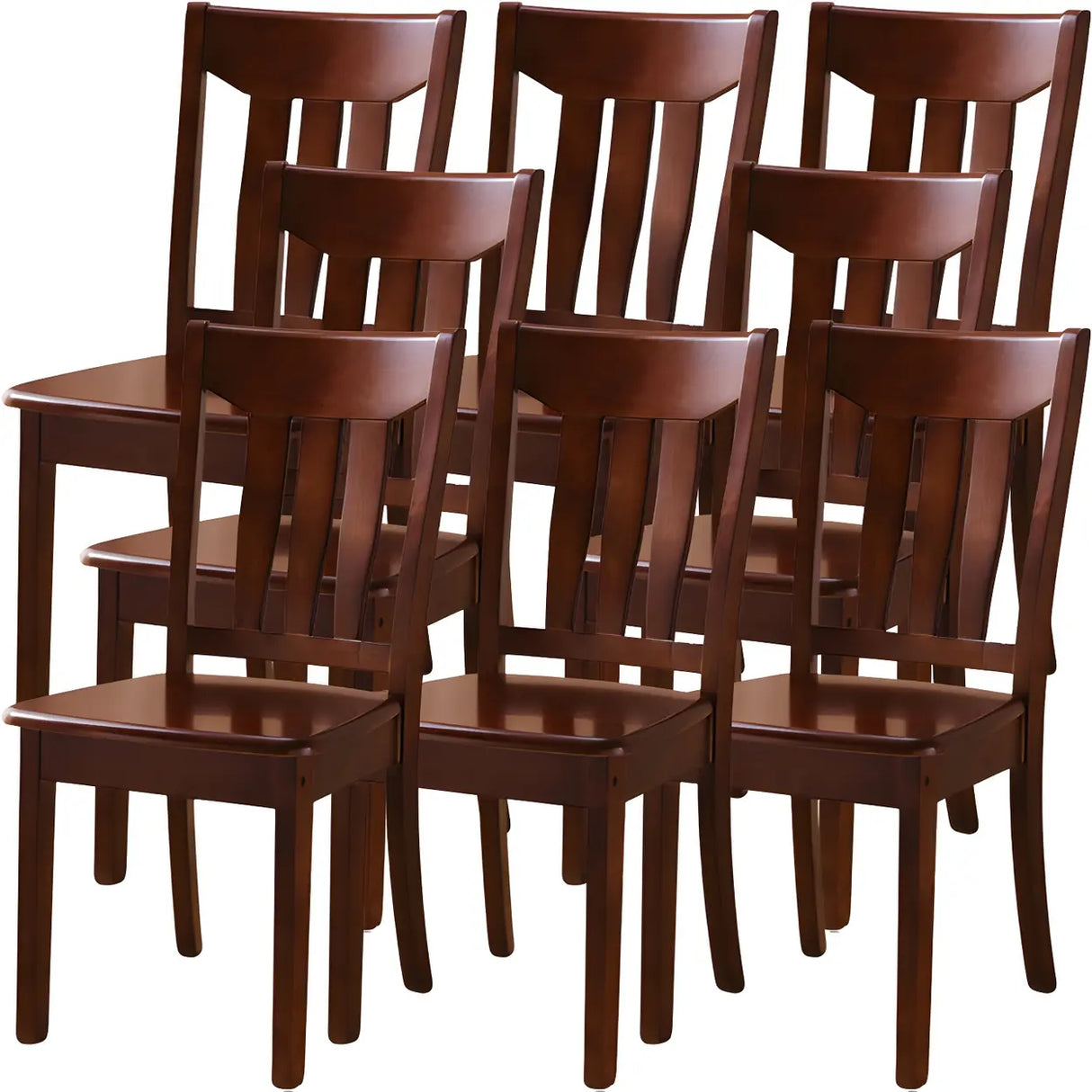 Classic Rubberwood Ladder Slat Back Dining Side Chair Image - 34