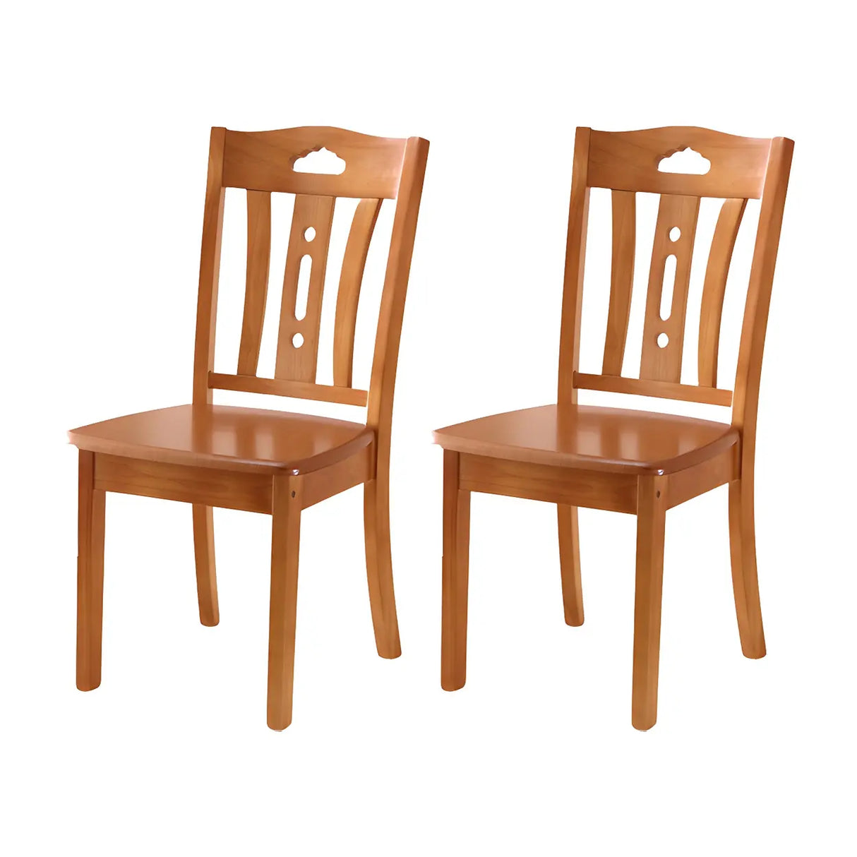 Classic Rubberwood Ladder Slat Back Dining Side Chair Image - 35