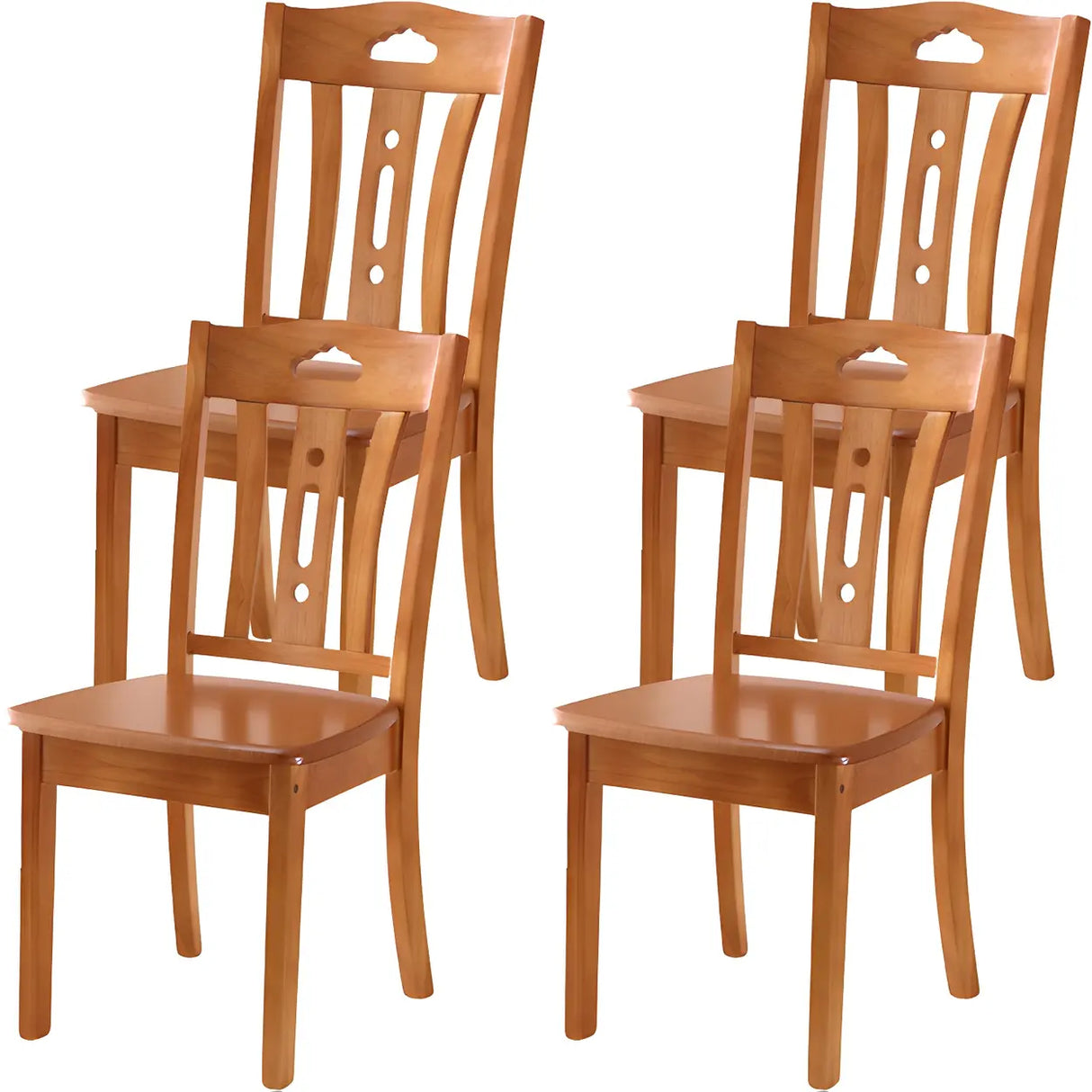 Classic Rubberwood Ladder Slat Back Dining Side Chair Image - 36