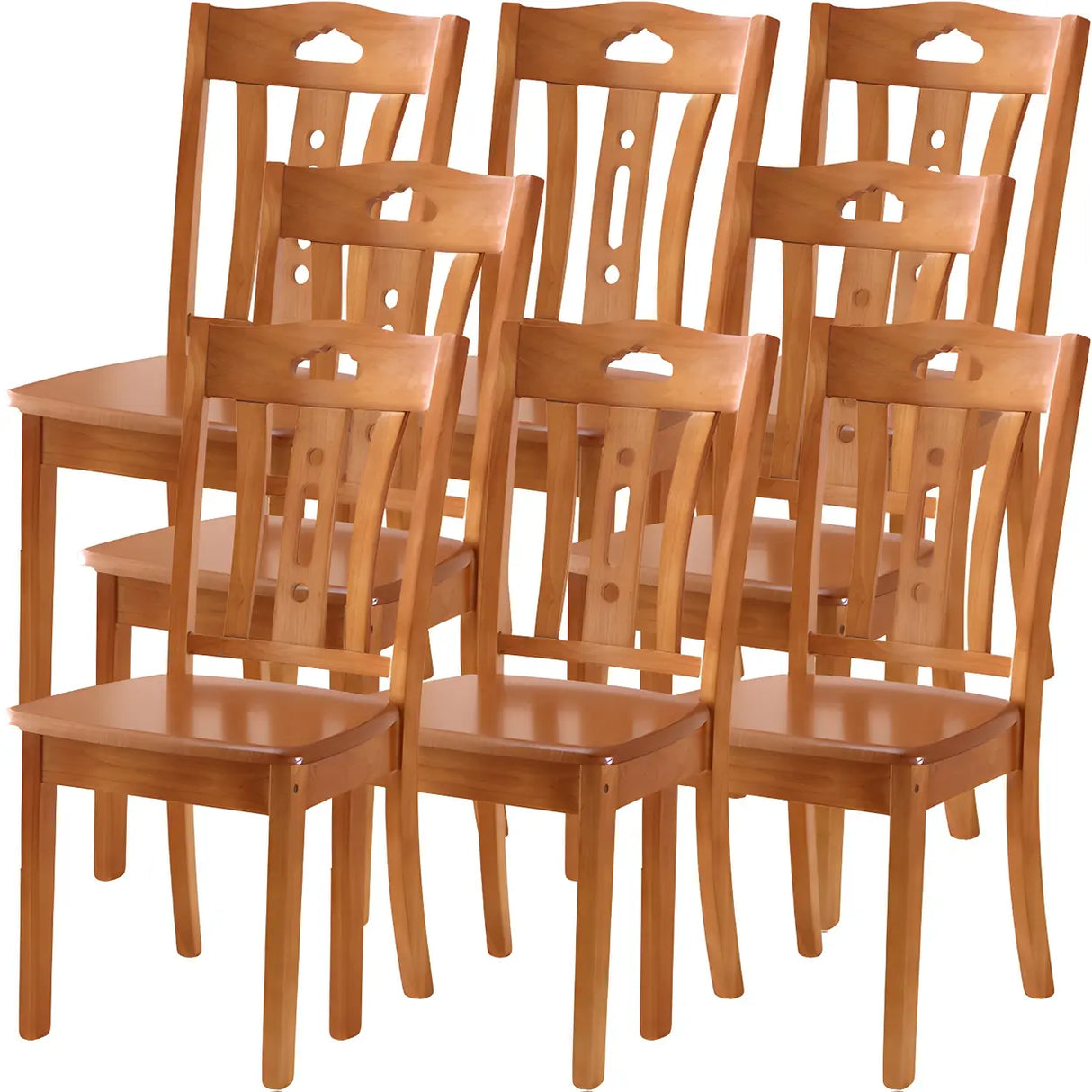 Classic Rubberwood Ladder Slat Back Dining Side Chair Image - 38