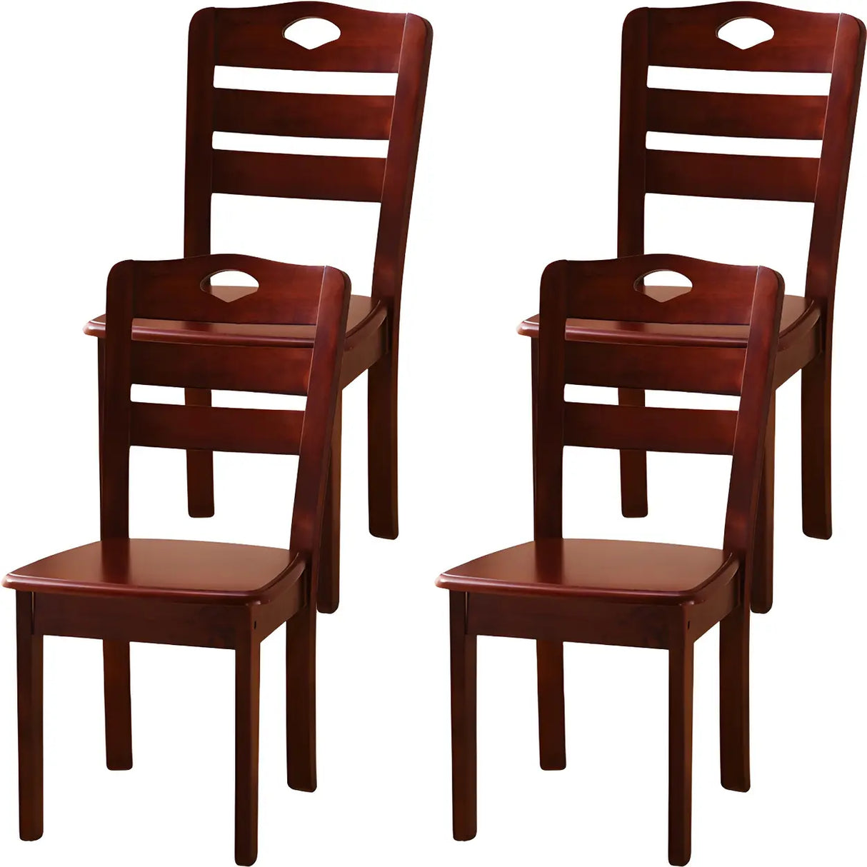 Classic Rubberwood Ladder Slat Back Dining Side Chair Image - 40