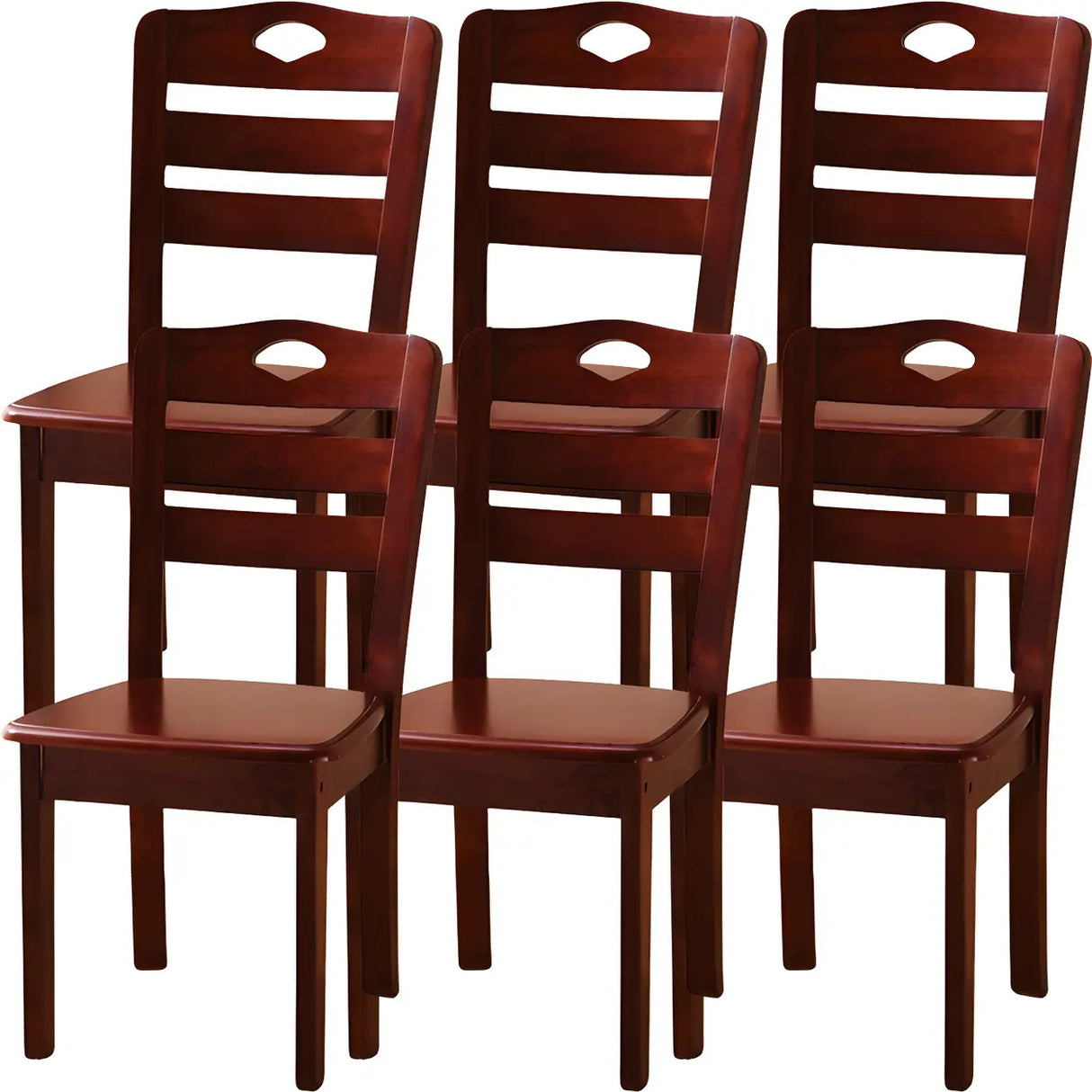 Classic Rubberwood Ladder Slat Back Dining Side Chair Image - 41