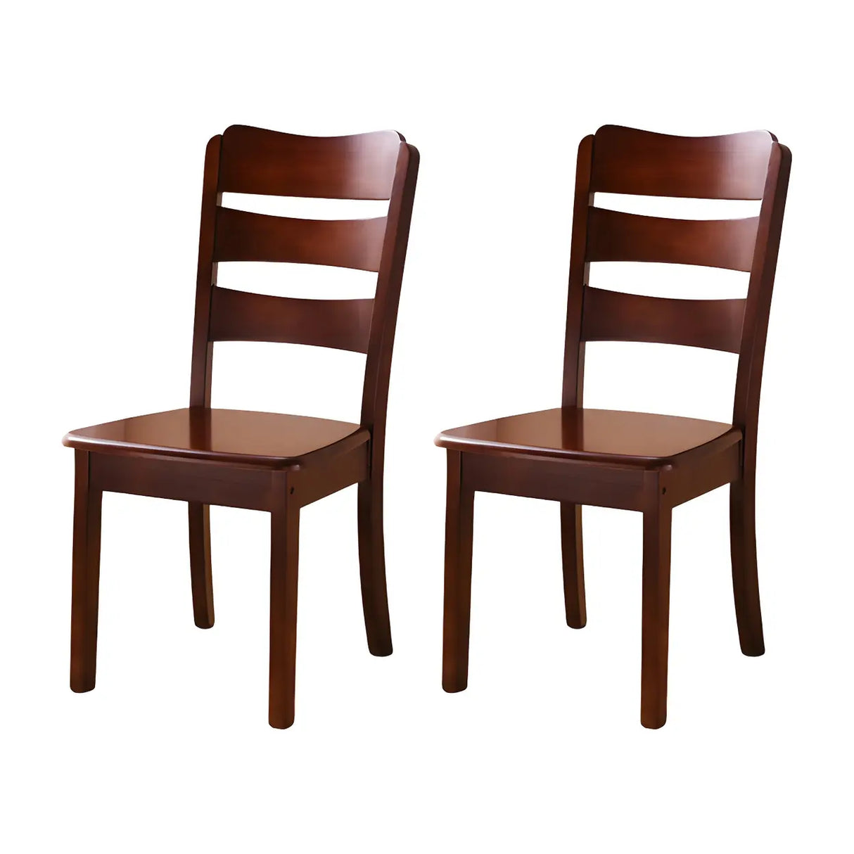 Classic Rubberwood Ladder Slat Back Dining Side Chair Image - 43