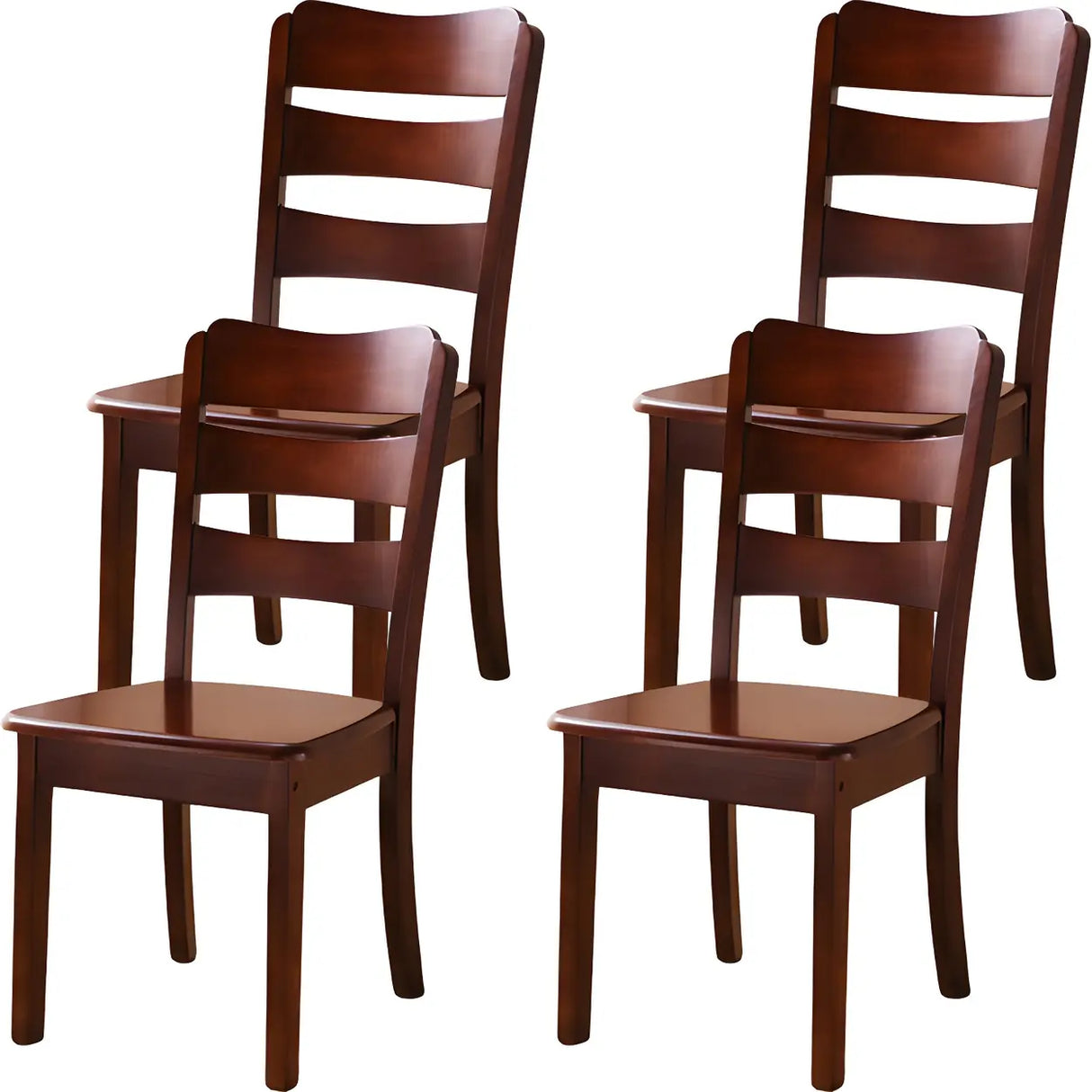 Classic Rubberwood Ladder Slat Back Dining Side Chair Image - 44