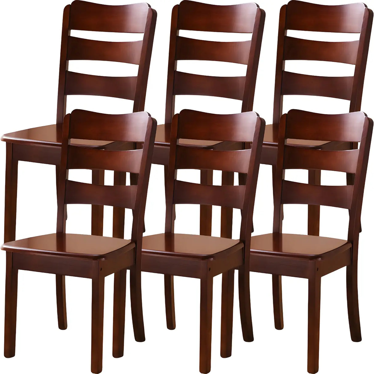 Classic Rubberwood Ladder Slat Back Dining Side Chair Image - 45