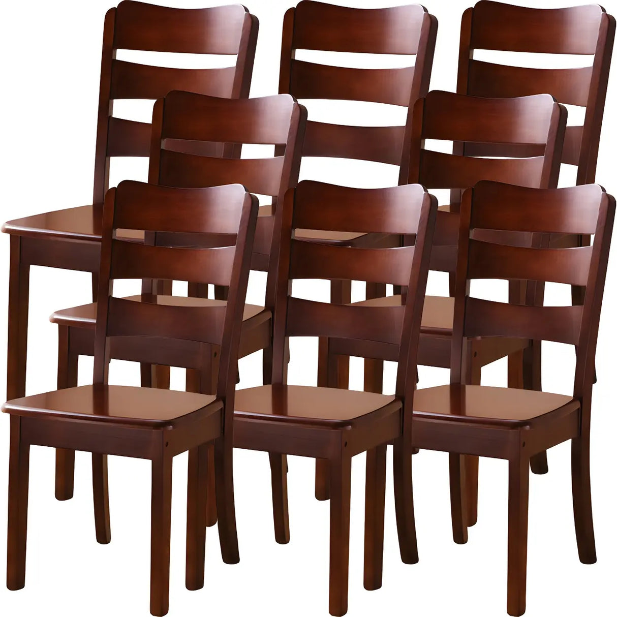 Classic Rubberwood Ladder Slat Back Dining Side Chair Image - 46