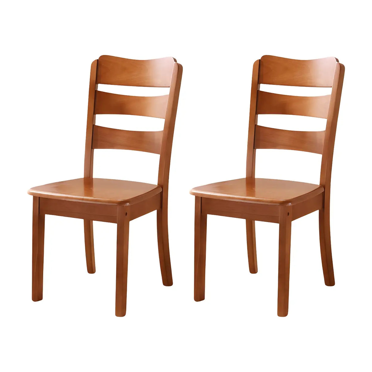 Classic Rubberwood Ladder Slat Back Dining Side Chair Image - 47