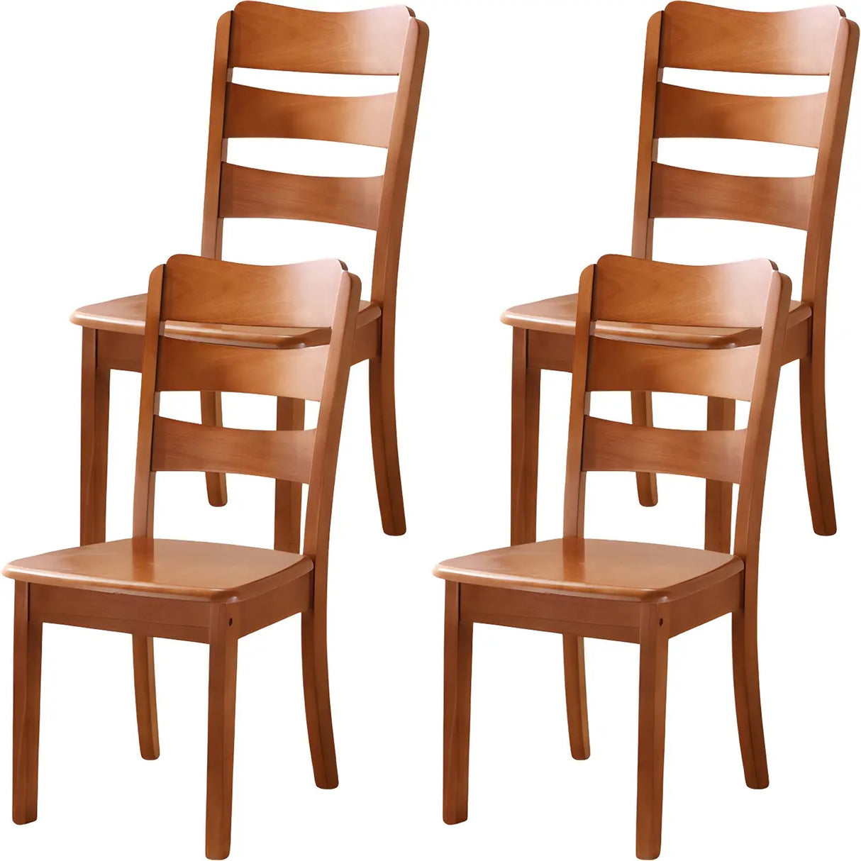 Classic Rubberwood Ladder Slat Back Dining Side Chair Image - 48