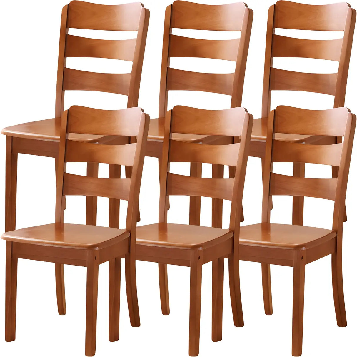 Classic Rubberwood Ladder Slat Back Dining Side Chair Image - 49