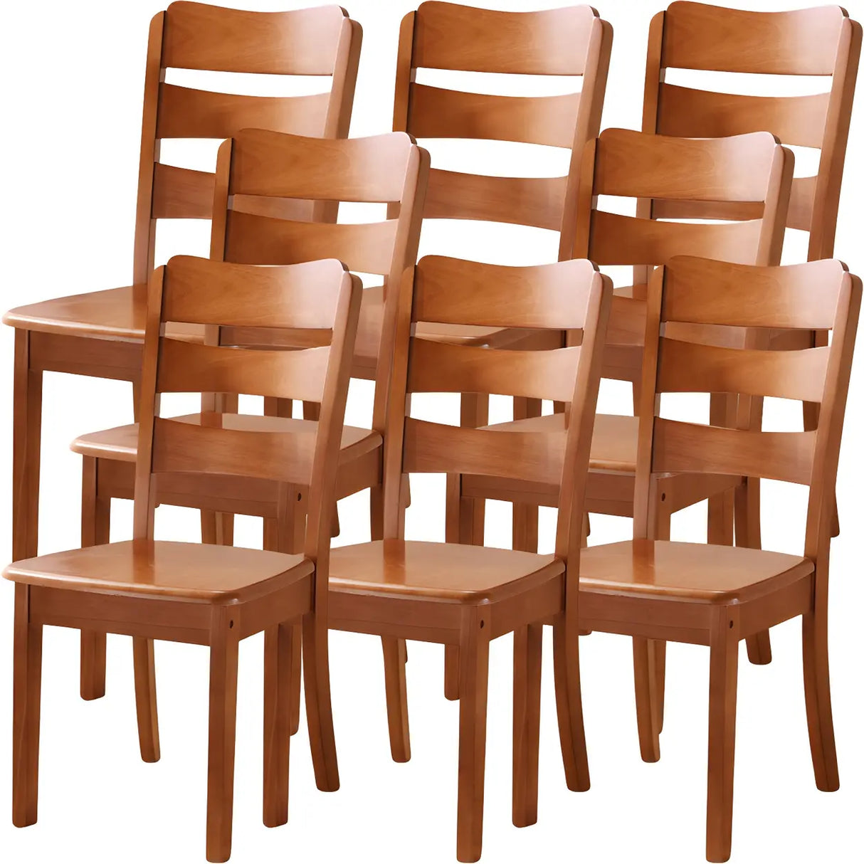 Classic Rubberwood Ladder Slat Back Dining Side Chair Image - 50