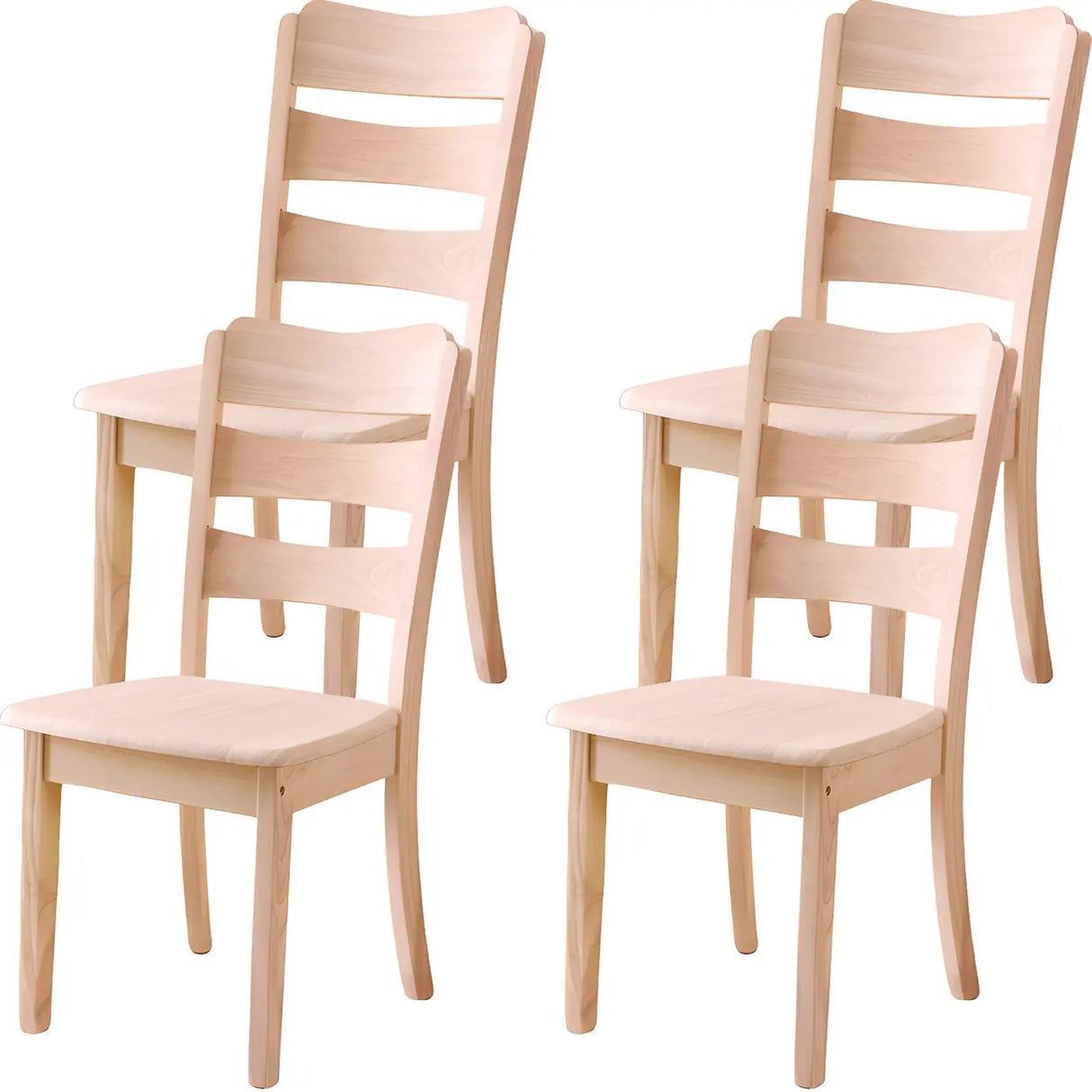 Classic Rubberwood Ladder Slat Back Dining Side Chair Image - 52