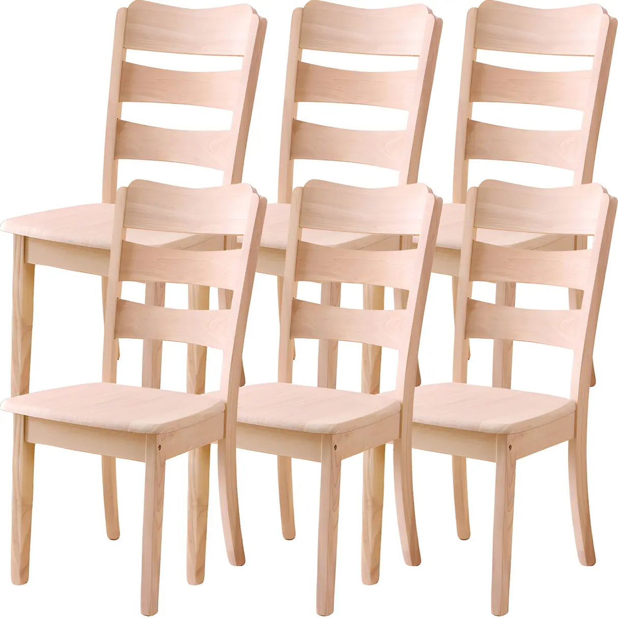 Classic Rubberwood Ladder Slat Back Dining Side Chair Image - 53