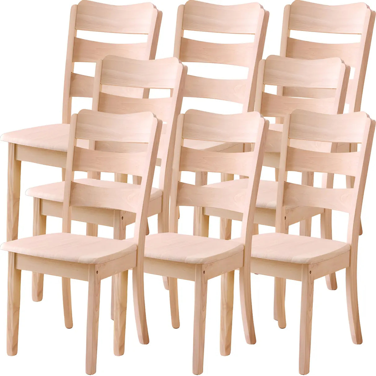 Classic Rubberwood Ladder Slat Back Dining Side Chair Image - 54