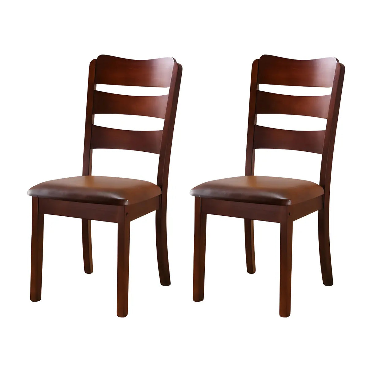 Classic Rubberwood Ladder Slat Back Dining Side Chair Image - 55