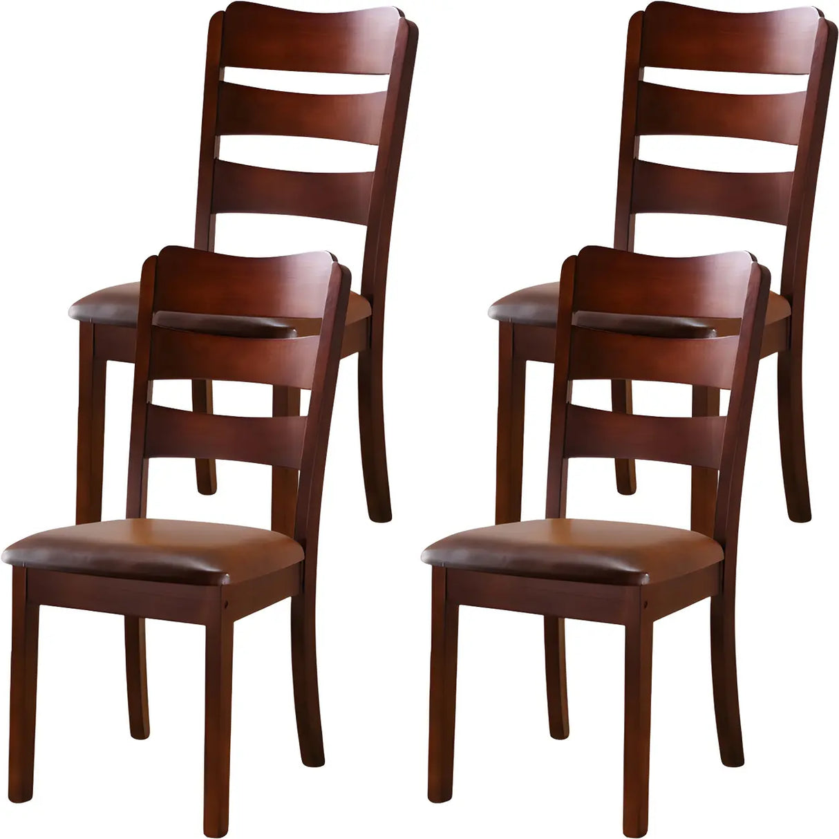 Classic Rubberwood Ladder Slat Back Dining Side Chair Image - 56
