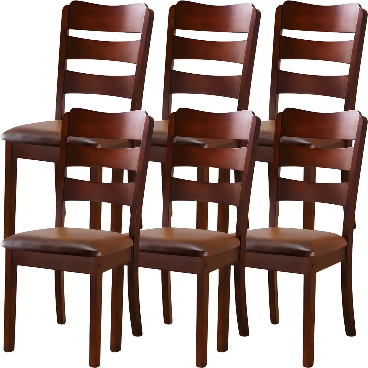 Classic Rubberwood Ladder Slat Back Dining Side Chair Image - 57