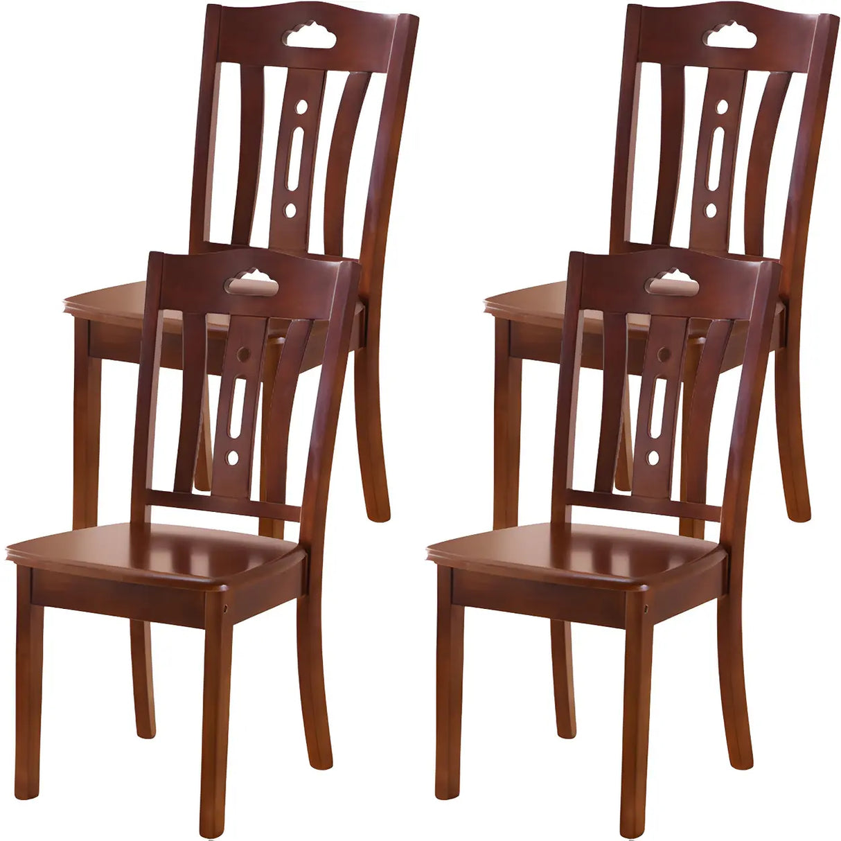 Classic Rubberwood Ladder Slat Back Dining Side Chair Image - 60