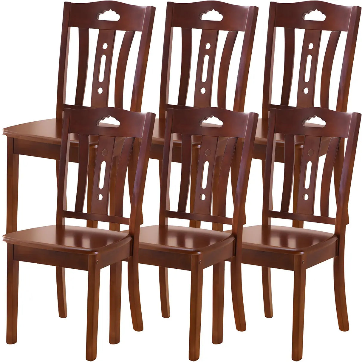 Classic Rubberwood Ladder Slat Back Dining Side Chair Image - 61