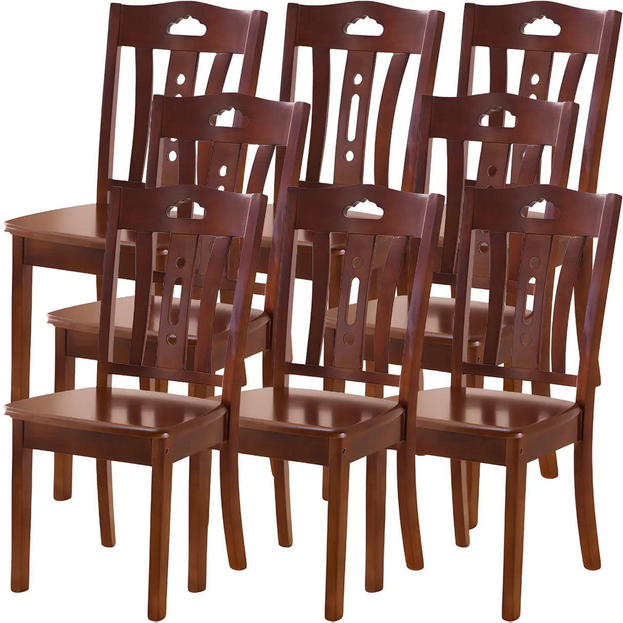 Classic Rubberwood Ladder Slat Back Dining Side Chair Image - 62