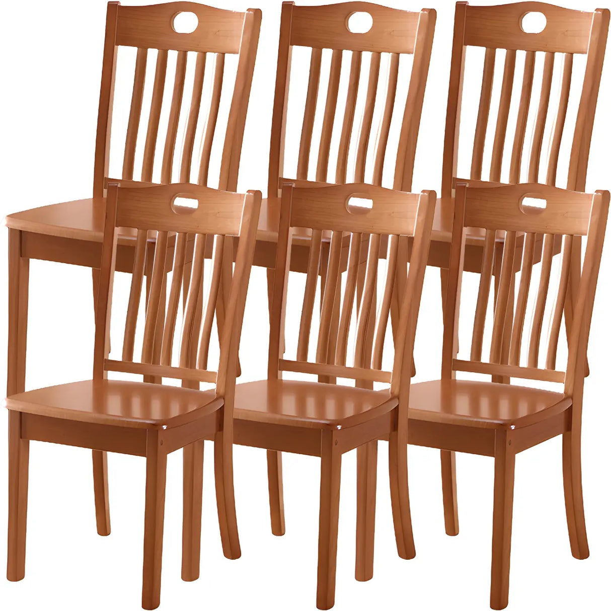 Classic Rubberwood Ladder Slat Back Dining Side Chair Image - 65