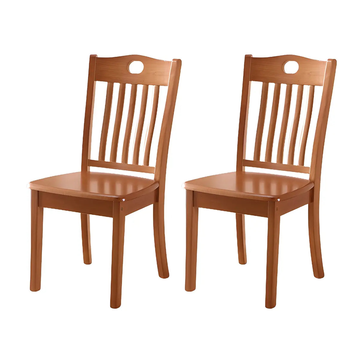 Classic Rubberwood Ladder Slat Back Dining Side Chair Image - 63