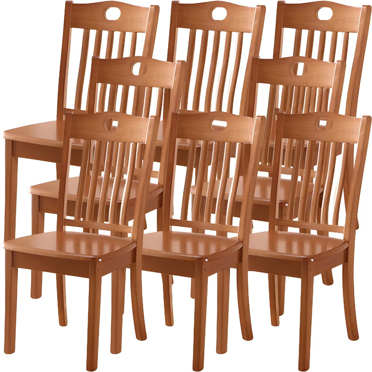 Classic Rubberwood Ladder Slat Back Dining Side Chair Image - 66