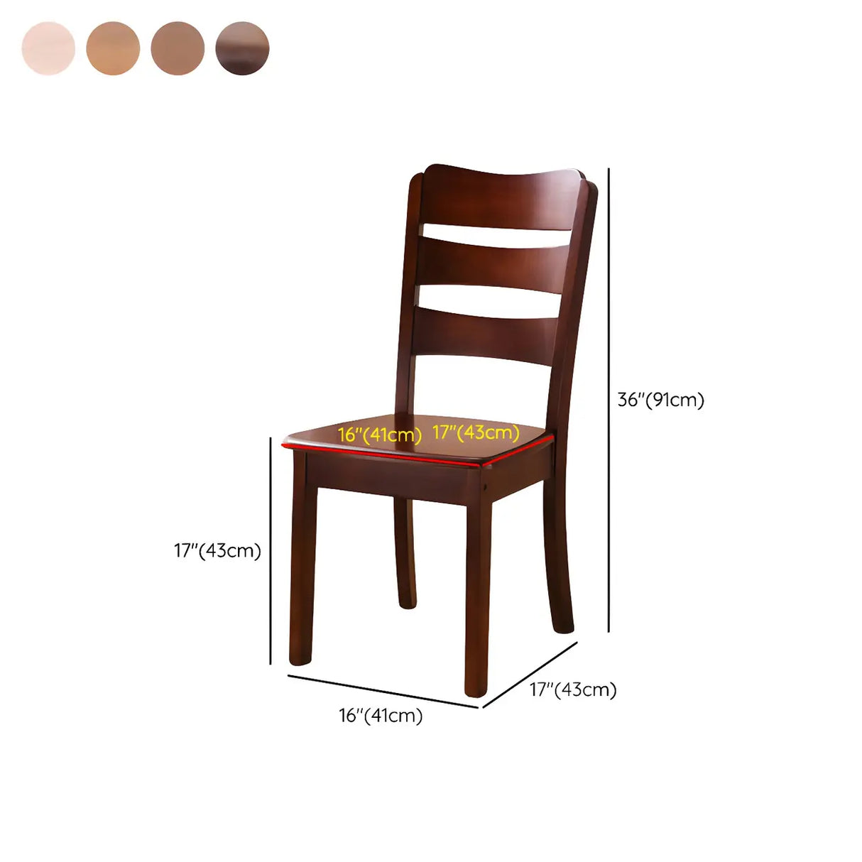 Classic Rubberwood Ladder Slat Back Dining Side Chair