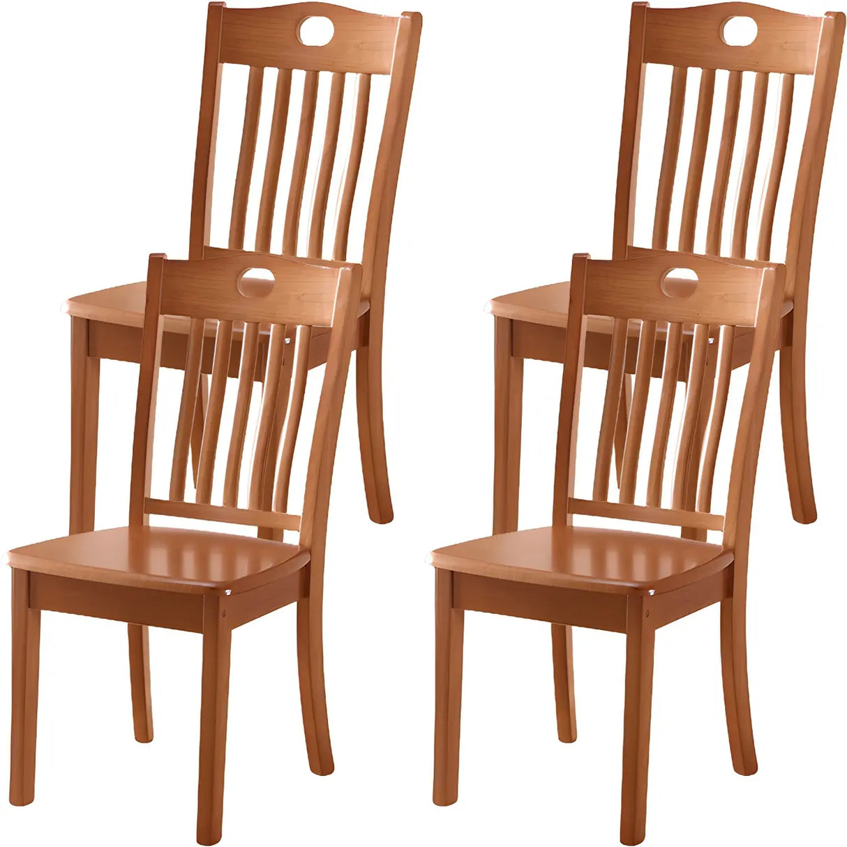 Classic Rubberwood Ladder Slat Back Dining Side Chair Image - 64
