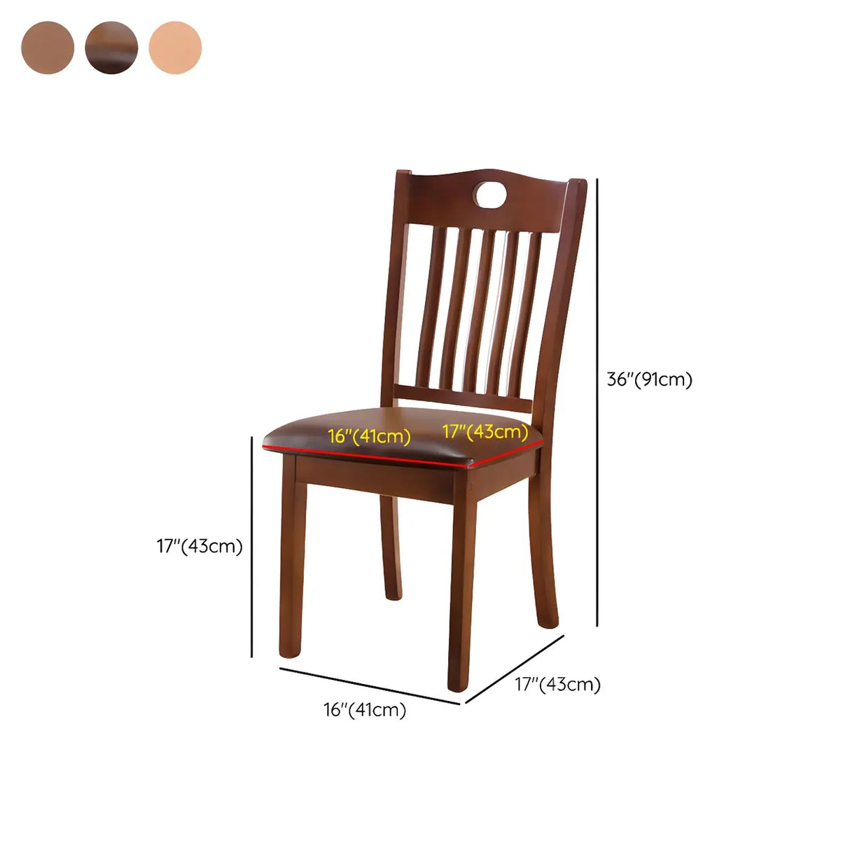Classic Rubberwood Ladder Slat Back Dining Side Chair Image - 71