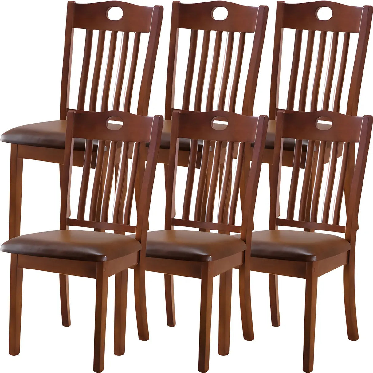 Classic Rubberwood Ladder Slat Back Dining Side Chair Image - 6
