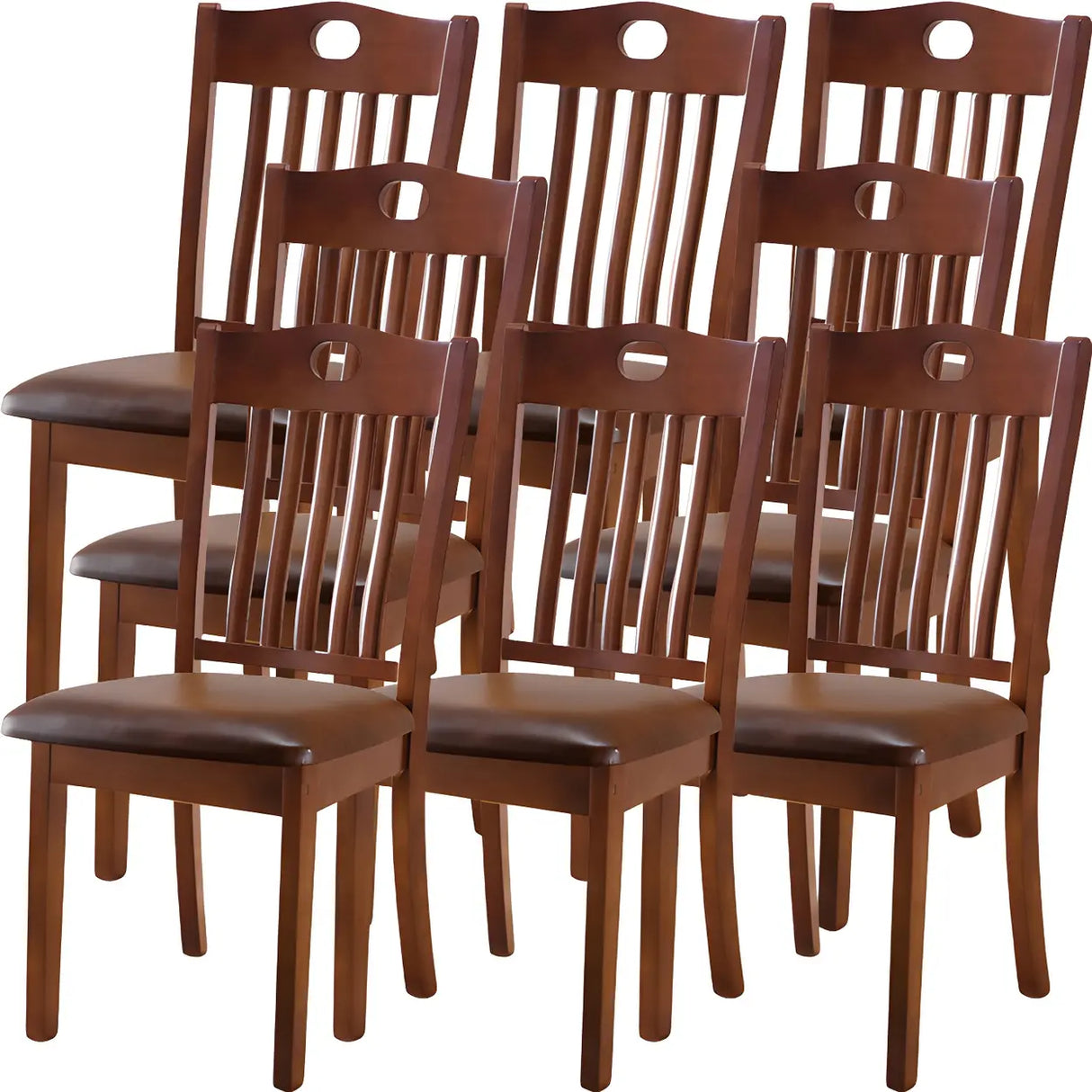 Classic Rubberwood Ladder Slat Back Dining Side Chair Image - 8