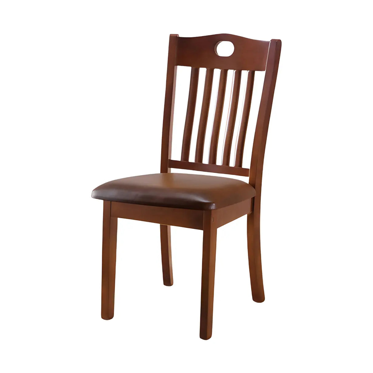 Classic Rubberwood Ladder Slat Back Dining Side Chair Image - 9