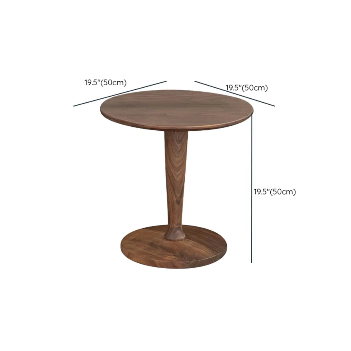 Classic Small Round Walnut Wood Side Table with Pedestal Base