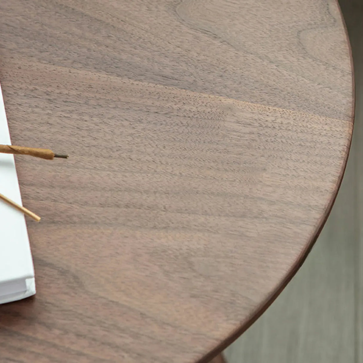 Classic Small Round Walnut Wood Side Table with Pedestal Base Image - 7