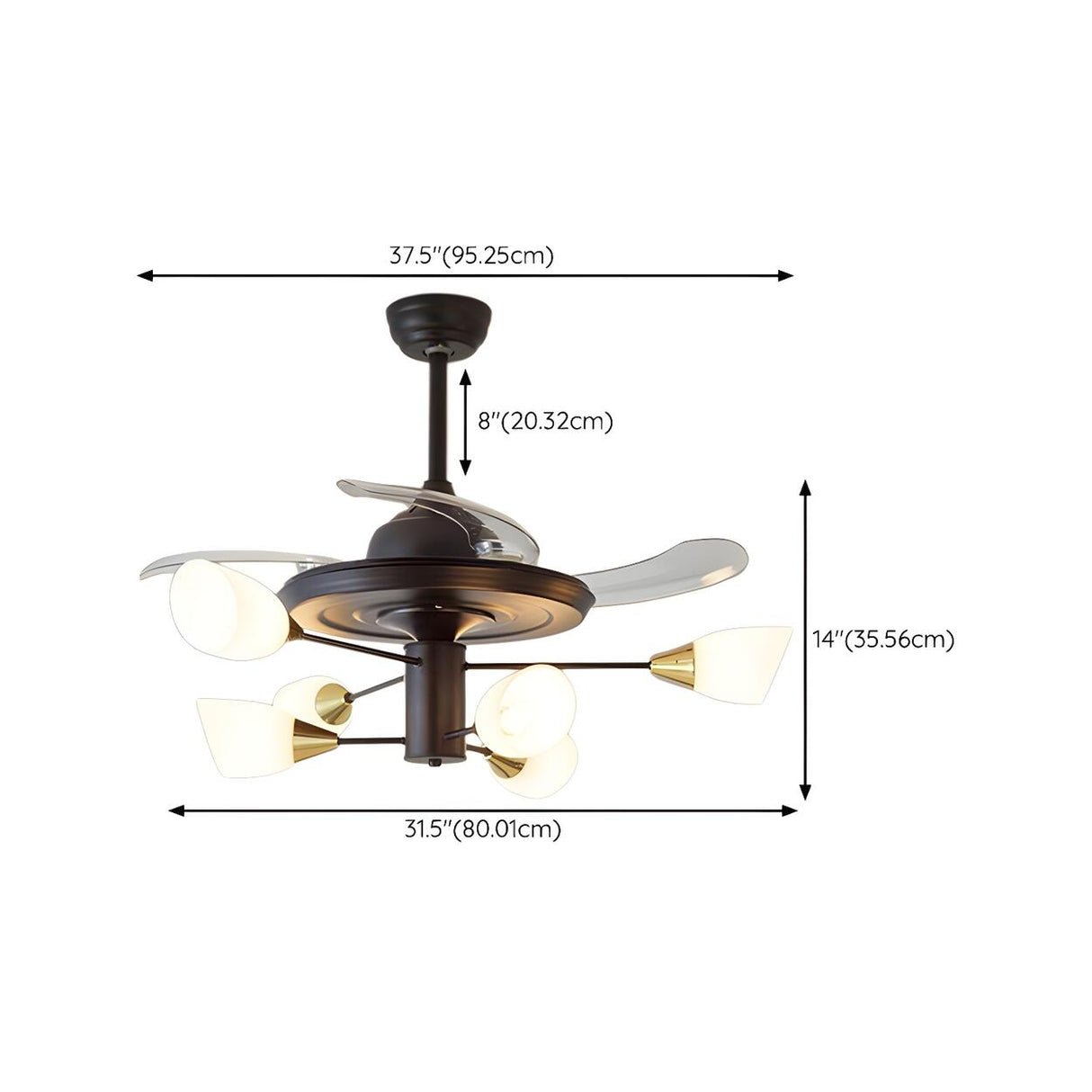 Classic Sputnik White Shade Ceiling Fan with Lights