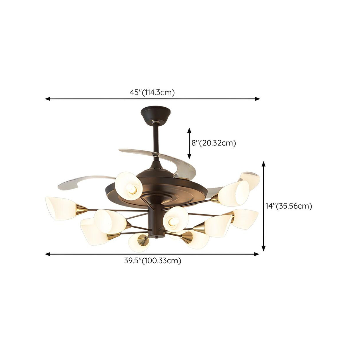 Classic Sputnik White Shade Ceiling Fan with Lights Image - 19